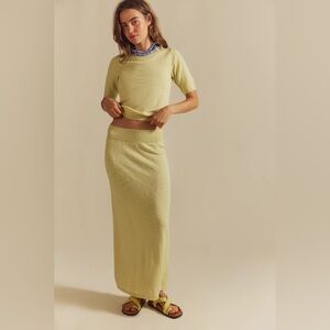 Free People Isabella Sweater Skirt Set in Lemongrass